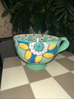 Anthropologie Elka Ayaka hand painted footed mug NWOT